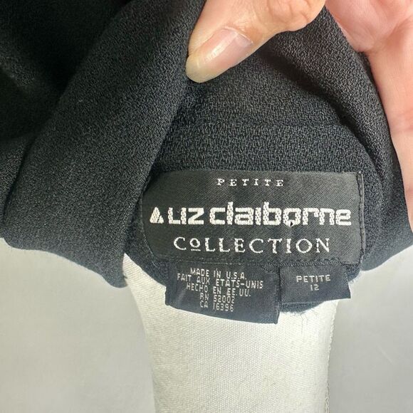 Liz Claiborne Vintage Black Double-Breasted 100% Wool Blazer Size 12P - Picture 6 of 8